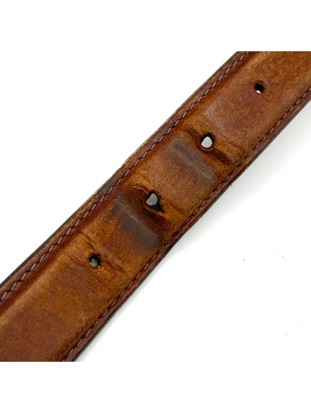 Vintage 90s Brown Genuine Leather Brass Buckle Belt